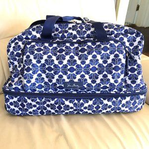 Vera Bradley Large Rolling Bag, Blue & White Flowe
